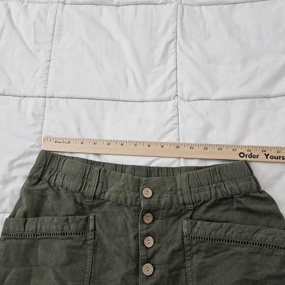 Sundance Rivera Pants 10 Green Straight Leg Linen Cotton High-Rise Button Fly - Picture 7 of 9